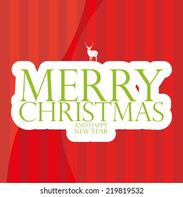 a red background with stripes, text and a deer for christmas