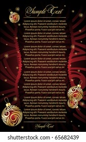 red  background with stylized xmas balls