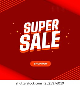Red background Super Sale text vector for advertising design