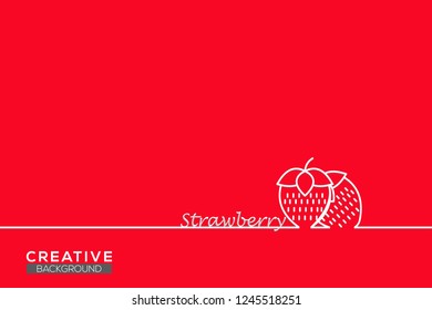 red background with sweet strawberry 
