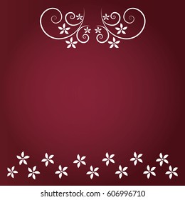 red background sweet white flower and floral for banner and template