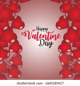 Red background template and lights in the shape of hearts with Valentine's Day motive. empty template for photo banner, special offer or letter