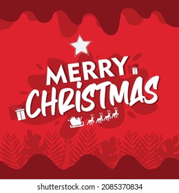 red background, template, merry christmas banner vector graphics