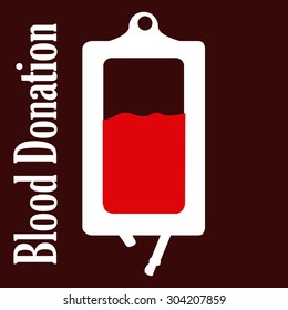 Red background with text and a blood bag. Vector illustration