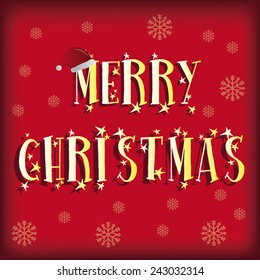 a red background with text and a christmas hat