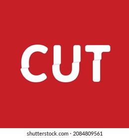 red background and text cut, illustration with cut world . Vector illustration