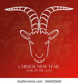 a red background with text and a goat for chinese new year