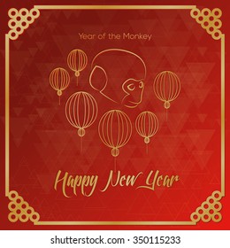 Red background with text and monkey icons for chinese new year