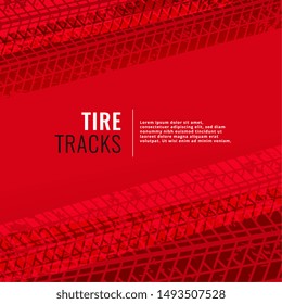 red background with tire tracks print marks