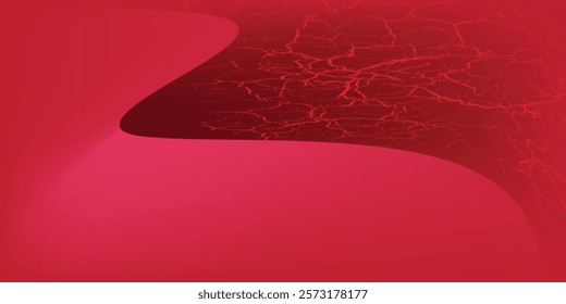 Red background with a touch of mesh of red waves and cracks on a modern backdrop. for slide images, posters and wallpapers.