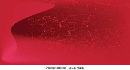 Red background with a touch of mesh of red waves and cracks on a modern backdrop. for slide images, posters and wallpapers.