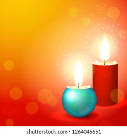 Red background with two candles in the Christmas style