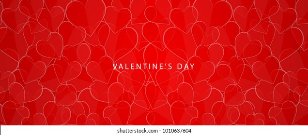 Red Background, Valentine's day sale banner vector template, Heart texture layout