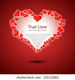 Red background vector with abstract heart - Valentine's day