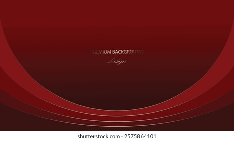 Red background vector design with luxury style. Red color gradation background with gold line. Suit for backdrop, banner, card, invitation, presentation, etc.

