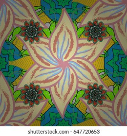 Red background. Vector ethnic mandalas, doodle background circles.