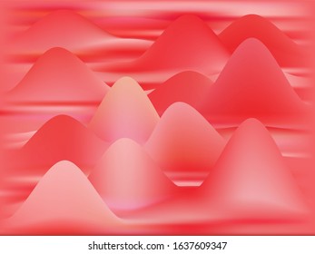 Red background in vector. Minimalistic graphic pattern of oval and rectangular smooth shapes