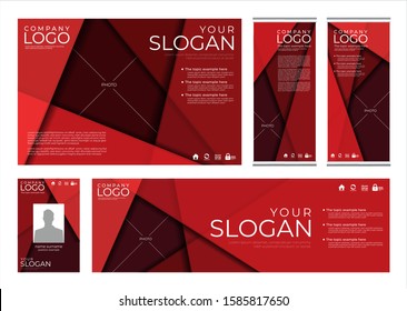 Red background vector overlap layer. Corporate identity layout template design for company event.
Use for report, marketing, advertising, brochure, modern style.