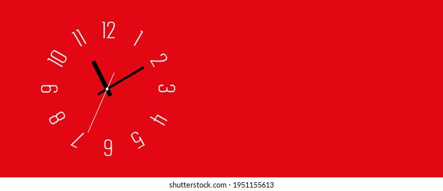 roter Hintergrund mit Wanduhren.