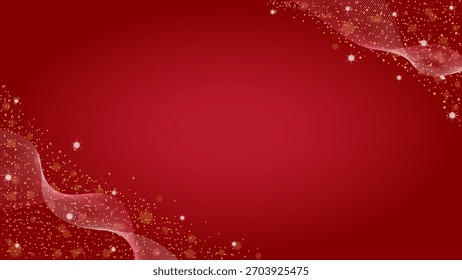 Fondo de pantalla De Fondo Rojo Decorado Con Copos De Nieve Caídos Y Estrellas Brillantes