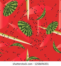 red background watermelon pattern vector illustration