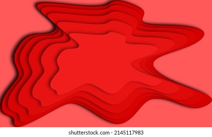 Diseño artístico de fondo rojo de papel de onda. Ilustración de corte de papel vector. Eps10 