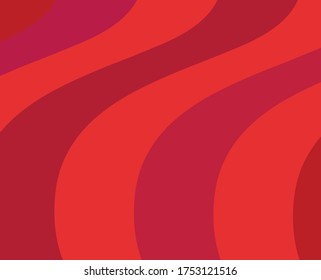 Red background with waves in a flat style. Vector graphics.