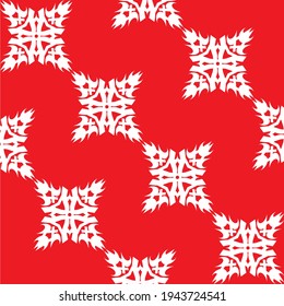 red background with white abstract repeated pattern