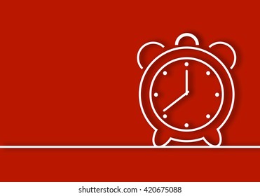 fondo rojo con reloj despertador blanco