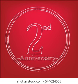 red background and white circles 2nd anniversary