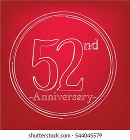red background and white circles 52nd anniversary