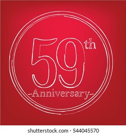 red background and white circles 59th anniversary
