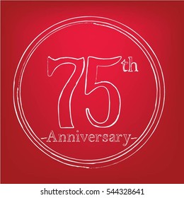 red background and white circles 75th anniversary