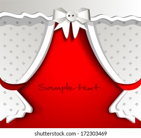 Red background with white curtain