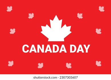 A red background with a white maple leaf and the words canada day.