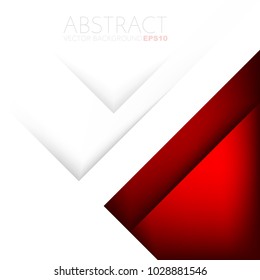 Red background with white paper triangle element overlap layer on white space for text and background design