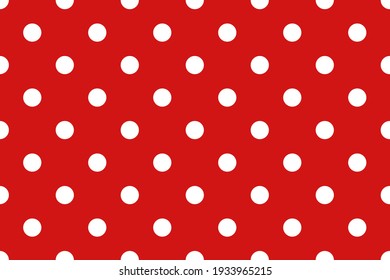 red background with white polka dots, cute seamless pattern. vector illustration. texture.