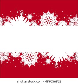 Red background with white snowflakes