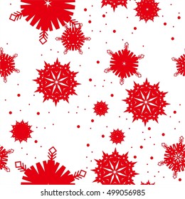 Red background with white snowflakes