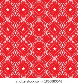 red background with white star and abstract curl line