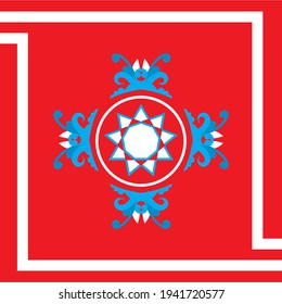 red background with white star shape and line