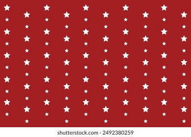 Red background and white stars gift wrapping paper pattern.