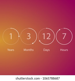 Red background with white transparent circle countrer timer