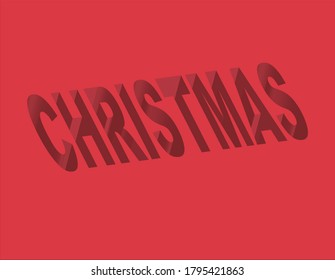 Red background with the word christmas in hole.