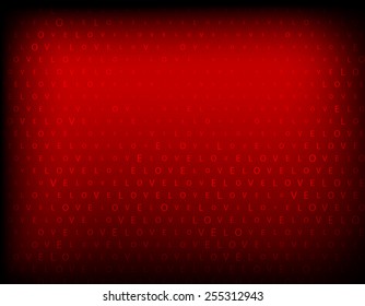 A red background with the word love multiplicated. 