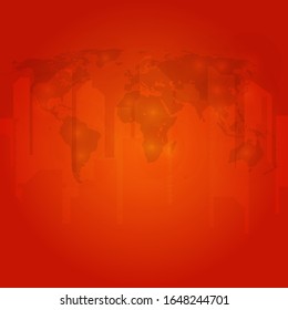 Red background with world map on back