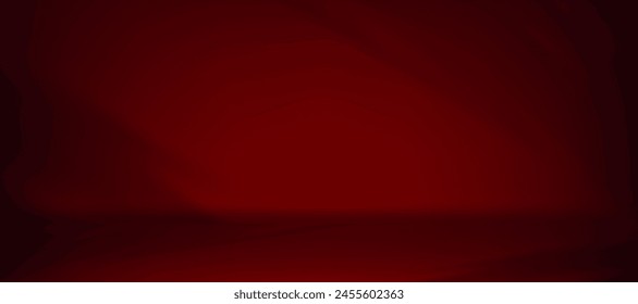 Fondo rojo, estudio interior de la habitación de la pared con sombra y luz en el suelo para el telón de fondo de las Navidades, exhibición vacía del podio y barra superior del estante para el Producto, Anuncio de la Plantilla para el año Nuevo chino 2025