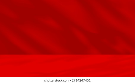 Roter Hintergrund,Studioraum-Ausstellungspodium mit Blättern Schatten,Sonnenlicht an der Wand,Leere Kulisse für chinesisches Neujahr,Sal Produktpräsentation,Online-Shop im Winter,Sommer