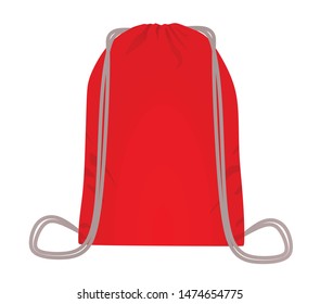 Red backpack bag. vector illustration