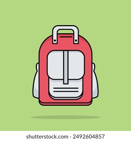 Red backpack with big pocker for girls vector illustration, red school bag perfect for your design needs like for banner, flyer or digital icon